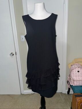 Roz & Ali Black Sleeveless Ruffle Hem Mini Dress